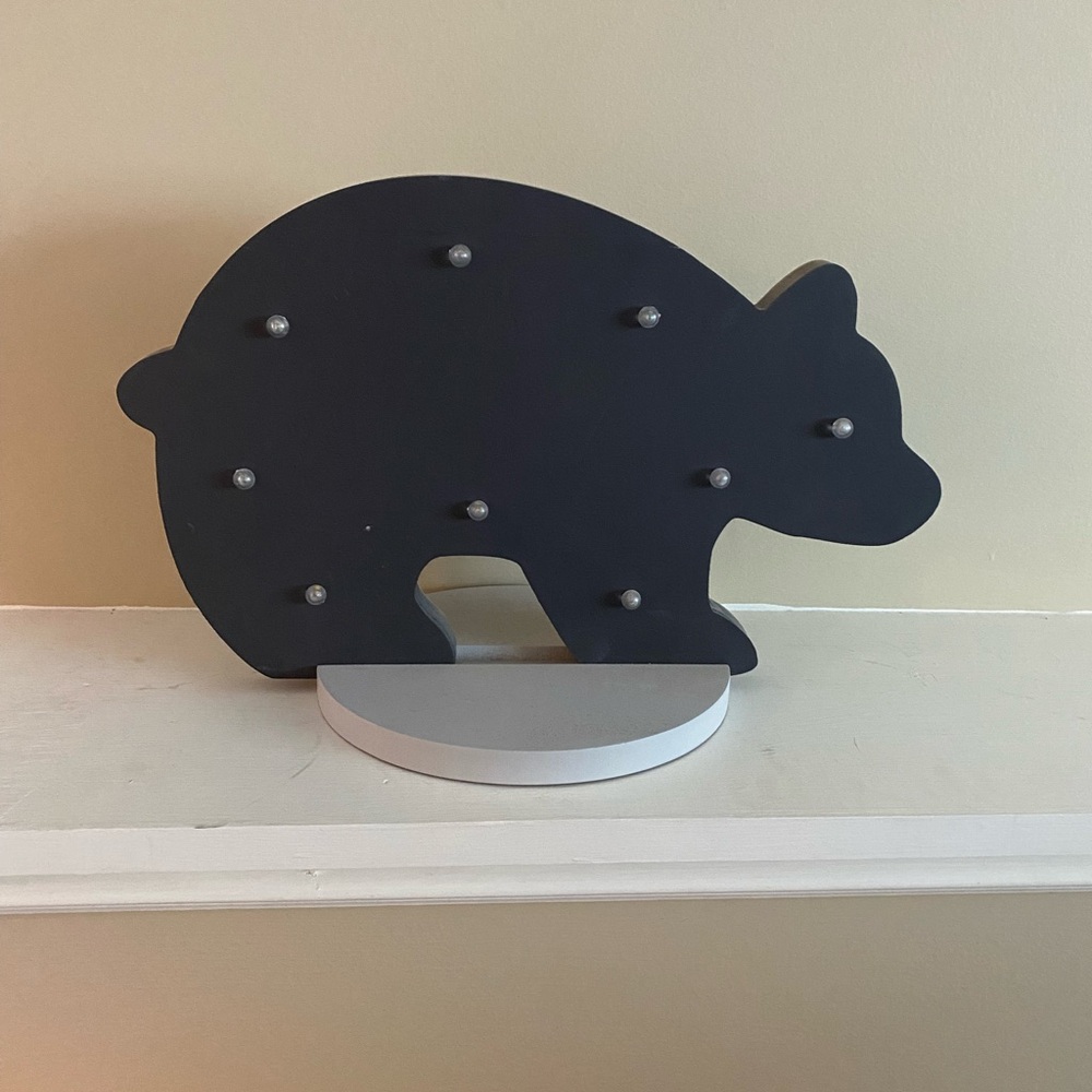 Nojo Dark Gray Bear Marquee Decor For Baby Nursery emits Soft Light